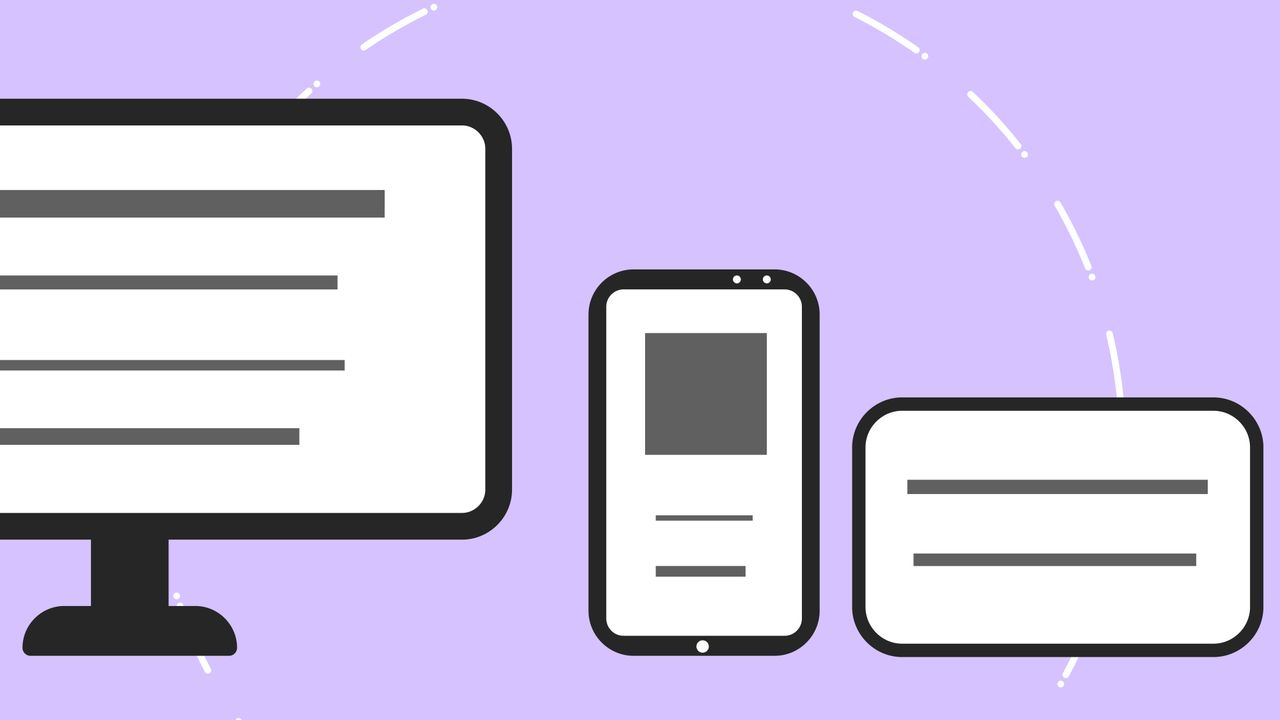 services-03 Vector icons with modern phone near computer monitor and credit card with gray lines on purple background